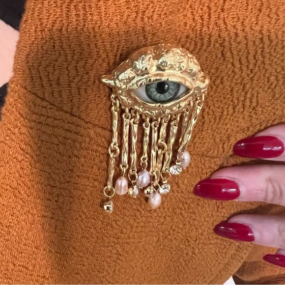 Lovers Eye Victorian Style Brooch Lapel Pin. Women's Vintage Eye Baroque… - Picture 7 of 8